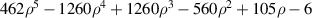 $462{\rho ^5} - 1260{\rho ^4} + 1260{\rho ^3} - 560{\rho ^2} + 105\rho - 6$