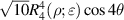 $\sqrt {10} R_4^4(\rho ;\varepsilon )\cos 4\theta $