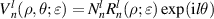 $V\,_n^l(\rho ,\theta ;\varepsilon ) = N_n^lR_n^l(\rho ;\varepsilon )\exp ({\text{i}}l\theta )$
