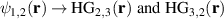 $\psi_{1,2}(\textbf{r}) \rightarrow \textrm{HG}_{2, 3}(\textbf{r}) \ \textrm{and} \ \textrm{HG}_{3, 2}(\textbf{r}) $