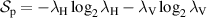 $\mathcal{S}_\mathrm{p} = -{\lambda_\mathrm{H}\log_{2}\lambda_\mathrm{H}}-{\lambda_\mathrm{V}\log_{2}\lambda_\mathrm{V}}$
