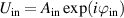 $U_\mathrm{in} = A_\mathrm{in} \exp (i \varphi_\mathrm{in})$