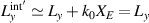 $L_y^{{\text{int}}^{^{\prime}}} \simeq {L_y} + {k_0}{X_E} = {L_y}$