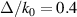 ${{\Delta }}/{k_0} = 0.4$