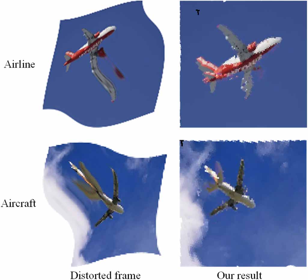 Underwater-to-air distorted image correction based on the