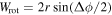 ${W}_{{\rm{rot}}}=2r\sin ({\rm{\Delta }}\phi /2)$