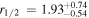 ${r}_{1/2}\,=1.9{3}_{-0.54}^{+0.74}$