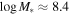 $\mathrm{log}{M}_{\ast }\approx 8.4$