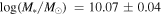 $\mathrm{log}({M}_{\ast }/{M}_{\odot })\,=10.07\pm 0.04$