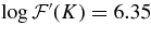 $\log \mathcal {F^{\prime }}(K)=6.35$