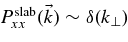$P_{xx}^{\rm slab} (\vec{k}) \sim \delta (k_{\perp })$