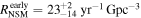 ${R}_{\mathrm{NSM}}^{\mathrm{early}}={23}_{-14}^{+2}\,{\mathrm{yr}}^{-1}{\mathrm{Gpc}}^{-3}$