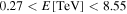 $0.27\lt E[\mathrm{TeV}]\lt 8.55$