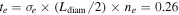 ${t}_{e}={\sigma }_{e}\times ({L}_{\mathrm{diam}}/2)\times {n}_{e}=0.26$