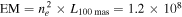 $\mathrm{EM}={n}_{e}^{2}\times {L}_{100\mathrm{mas}}=1.2\times {10}^{8}$