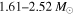 $1.61\mbox{--}2.52\,{M}_{\odot }$