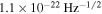 $1.1\times {10}^{-22}\,{\mathrm{Hz}}^{-1/2}$