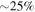 $\sim 25 \% $
