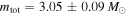 ${m}_{\mathrm{tot}}=3.05\pm 0.09\,{M}_{\odot }$