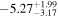 $-{5.27}_{-3.17}^{+1.99}$