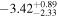 $-{3.42}_{-2.33}^{+0.89}$