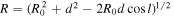 $R={({R}_{0}^{2}+{d}^{2}-2{R}_{0}d\cos l)}^{1/2}$