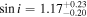 $\sin i={1.17}_{-0.20}^{+0.23}$