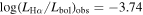 $\mathrm{log}{({L}_{{\rm{H}}\alpha }/{L}_{\mathrm{bol}})}_{\mathrm{obs}}=-3.74$