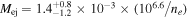 ${M}_{\mathrm{ej}}={1.4}_{-1.2}^{+0.8}\times {10}^{-3}\times ({10}^{6.6}/{n}_{e})$