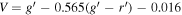 $V=g^{\prime} -0.565(g^{\prime} -r^{\prime} )-0.016$