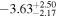 $-{3.63}_{-2.17}^{+2.50}$