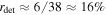 ${r}_{\det }\approx 6/38\approx 16 \% $