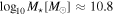 ${\mathrm{log}}_{10}{M}_{\star }\left[{M}_{\odot }\right]\approx 10.8$