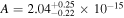 $A={2.04}_{-0.22}^{+0.25}\times {10}^{-15}$