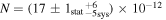 $N=(17\pm {1}_{\mathrm{stat}}{{}_{-5}^{+6}}_{\mathrm{sys}})\times {10}^{-12}\,$