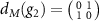 $d_M(g_2) = \big(\begin{smallmatrix} 0 & 1 \\ 1 & 0 \end{smallmatrix}\big)$