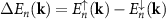 $\Delta E_n (\textbf{k}) = E^{\uparrow}_n(\textbf{k})-E^{\downarrow}_n(\textbf{k})$