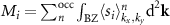 $M_i = \sum_n^{\textrm{occ}} \int_{\mathrm{BZ}} \langle s_i \rangle^n_{k_x,k_y} \textrm{d}^2\textbf{k}$