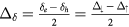 ${{\Delta}_{\delta}}=\frac{{{\delta}_{e}}-{{\delta}_{h}}}{2}=\frac{{{\Delta}_{\downarrow}}-{{\Delta}_{\uparrow}}}{2}$