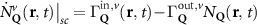$\left.\dot{N}^v_{\mathbf{Q}}(\mathbf{r},\,t)\right|_{sc} = \Gamma^{\mathrm{in},v}_{\mathbf{Q}}(\mathbf{r},\,t)\!-\!\Gamma^{\mathrm{out},v}_{\mathbf{Q}}N_{\mathbf{Q}}(\mathbf{r},\,t)$