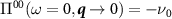$\Pi^{00}(\omega = 0,\boldsymbol{q}\rightarrow 0) = -\nu_0$