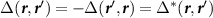 $\Delta(\boldsymbol{r},\boldsymbol{r}^{^{\prime}}) = -\Delta(\boldsymbol{r}^{^{\prime}},\boldsymbol{r}) = \Delta^*(\boldsymbol{r},\boldsymbol{r}^{^{\prime}})$
