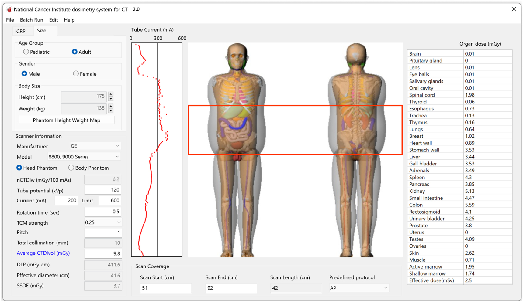 CT organ dose calculator size adaptive for pediatric and adult patients ...