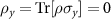$\rho_{y} = \text{Tr}[\rho\sigma_{y}] = 0$