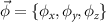 $\vec{\phi} = \{\phi_{x},\phi_{y},\phi_{z}\}$