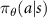 $\pi_\theta(a|s)$