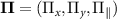 $\boldsymbol{\Pi} = (\Pi_x,\Pi_y,\Pi_\parallel)$