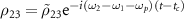 $\rho_{23} = \tilde{\rho}_{23}\mathrm{e}^{-i(\omega_2-\omega_1-\omega_p)(t-t_c)}$