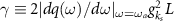 $\gamma\equiv 2|dq(\omega)/d\omega|_{\omega = \omega_a}g_{k_s}^2L$