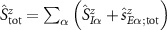 $\hat{S}^z_\textrm{tot} = \sum_{\alpha} \left (\hat{S}_{I\alpha}^z +\hat{s}_{E\alpha;\textrm{tot}}^z \right )$
